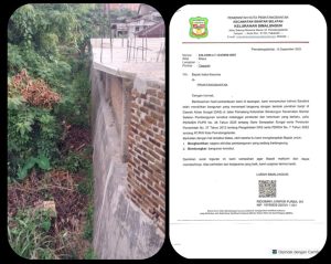 Lurah Kelurahan Simalungun Tegur Pemilik Bangunan yang Menempel di Tembok Penahan Banjir